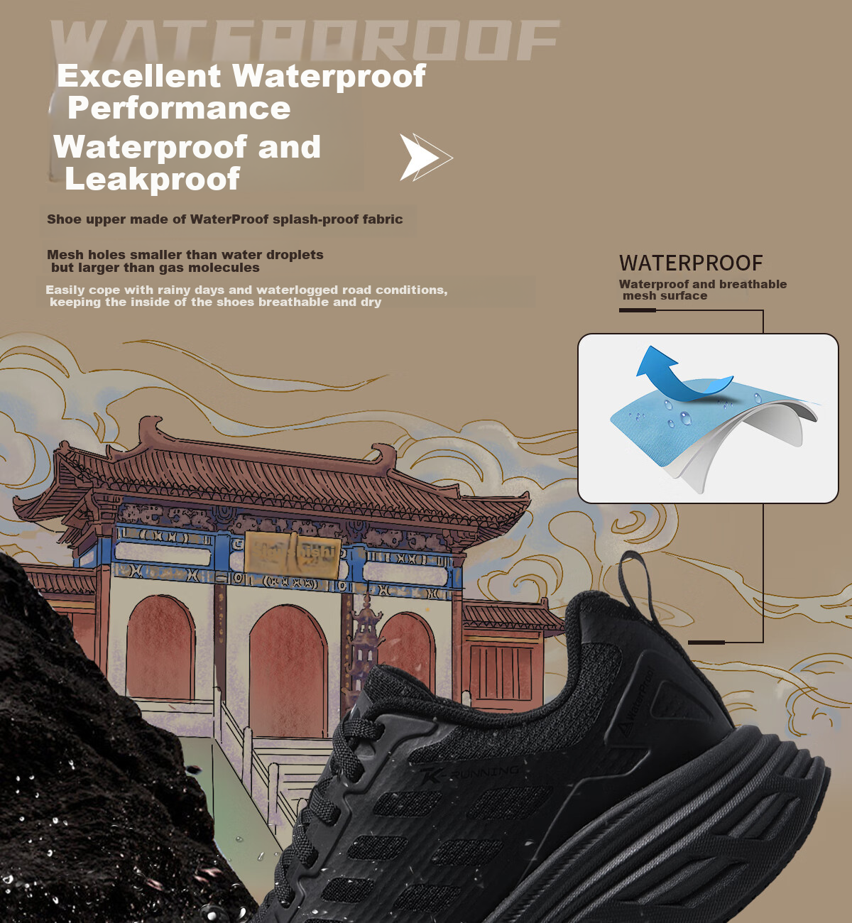 Huwaitegong Wugunshan Lingbo Hiking Shoes, All-Terrain Water-Resistant Non-Slip Trail Lightweight R21 Warrior Black 41 6