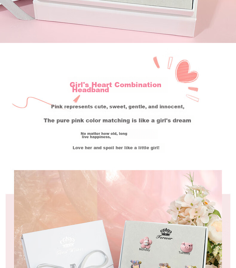 Gunai Sweet One-Week Hair Ties, Hair Bands, Hair Elastics, Hair Accessories Gift Box, Practical Birthday Present for Girls 2