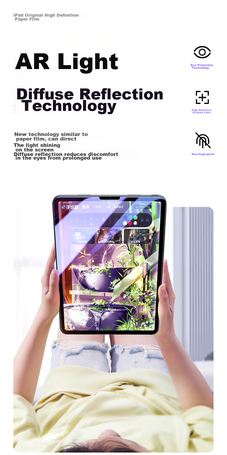 Baseus Paper-Like Screen Protector for IPad, Dust-Free Installation [Real Paper Feel, Ultra-Thin Bare Screen], Compatible with IPad Pro 18-22/Air5/4-11/10.9 Inch 9