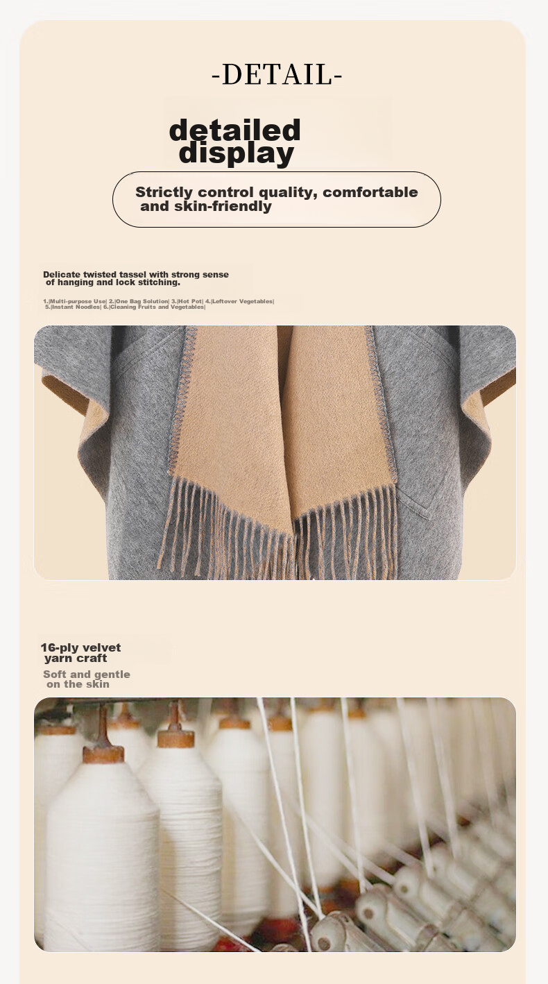 MOERCIAN Pure Wool Shawl for Women, Warm Scarf, Winter Luxury Item, Air Conditioning Cape, Birthday Gift for Mom, Present for Elders 7
