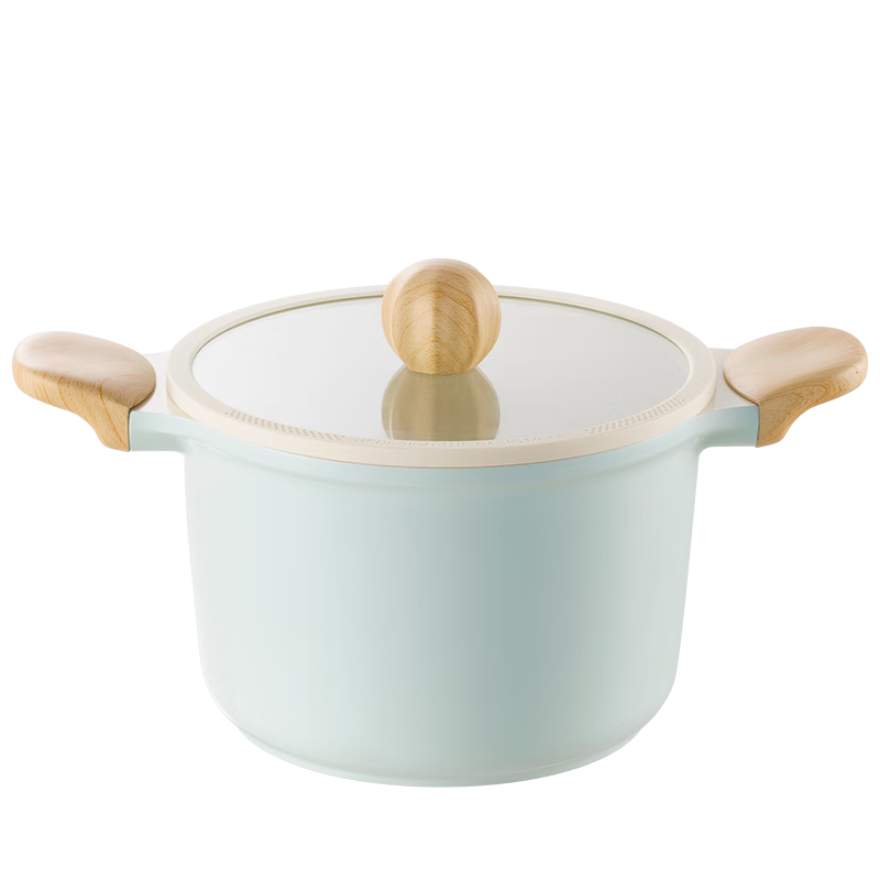 COOKER KING Non-Stick Ceramic Soup Pot for Baby Food, Noodles And Stewing, 22cm Compatible with Induction Cookers, Celadon Color QC22TG