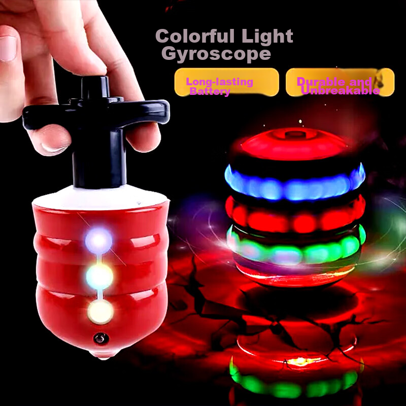 Huashimeng Children's Spinning Top Toy, Elementary School Student Light-Up Rotating Colorful Musical Toy for Boys, Manual Twist And Launch Device