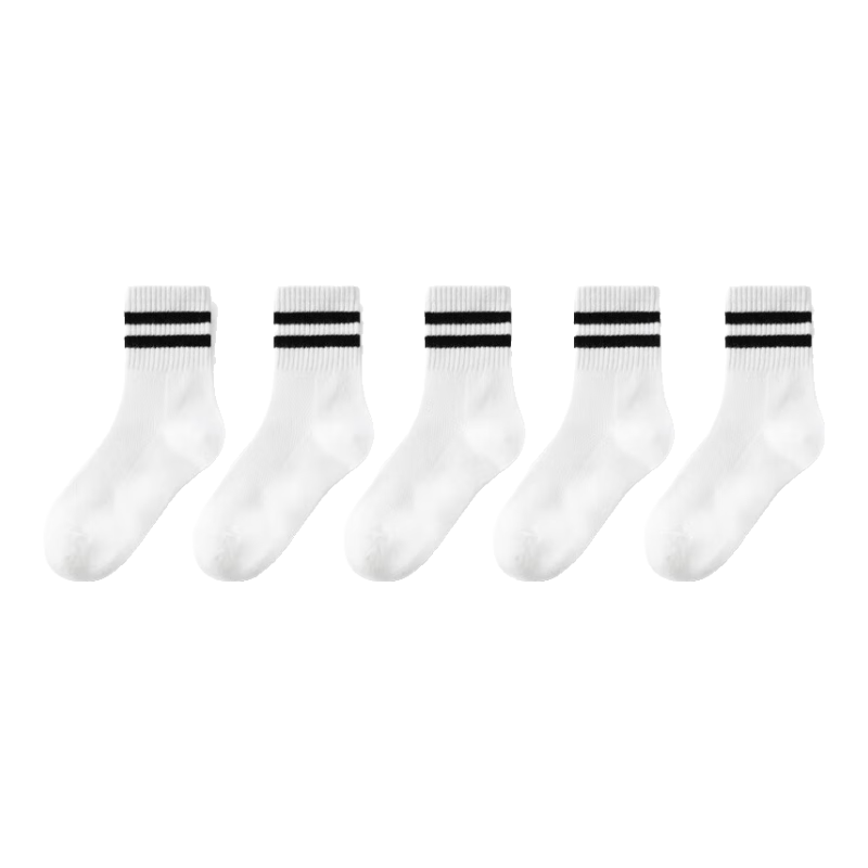 LangSha Children's Socks, Boys' Summer Mesh School Student White Socks, Youth Mid-Calf Casual Sports Cotton Socks