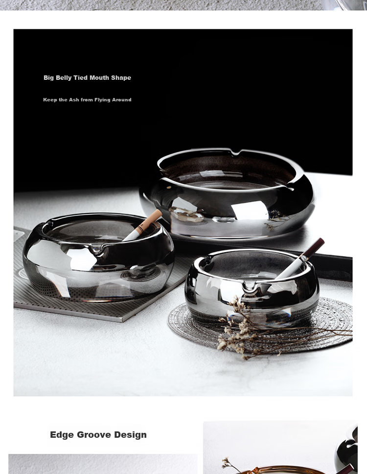 Gongxun Transparent Crystal Ashtray, Glass Luxury Office Hotel KTV Ashtray, Amber Ashtray 13cm 6