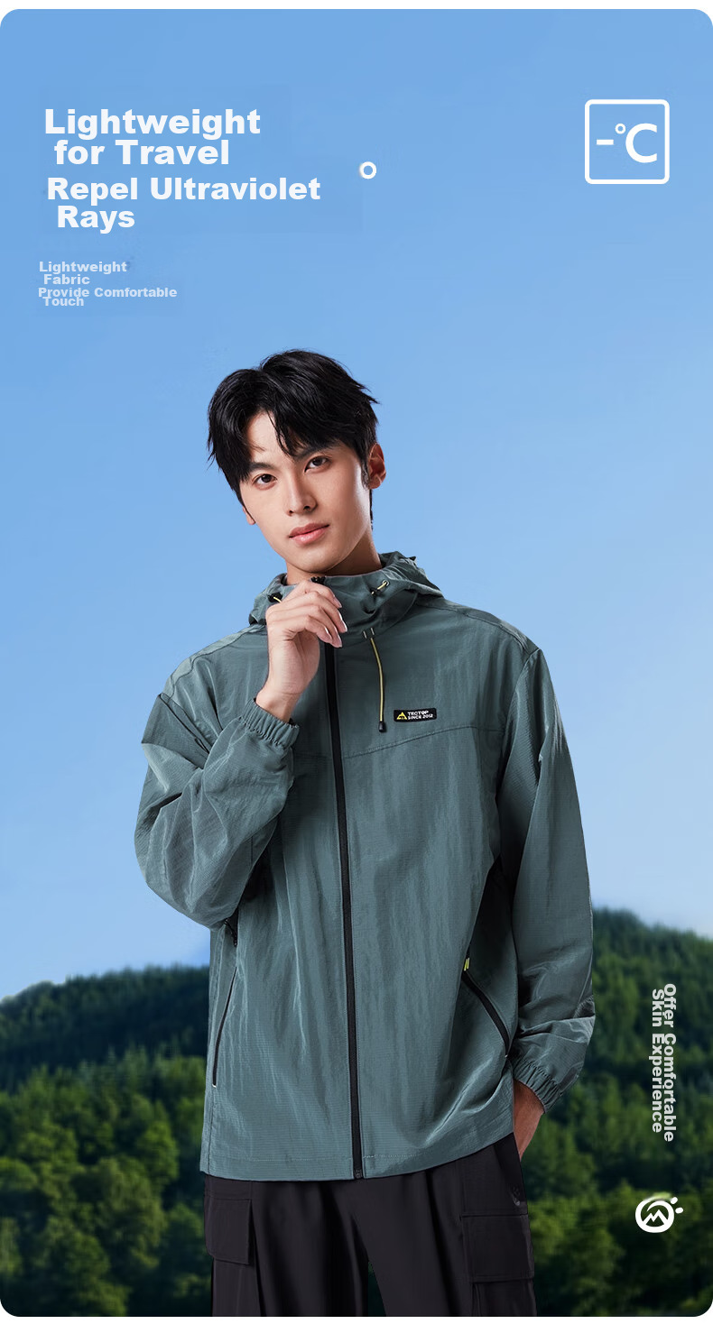 TECTOP Sun Protection Clothing, Summer UV-Resistant Couple Style, Outdoor Travel Windbreaker, Deep Navy Blue, Size L 4