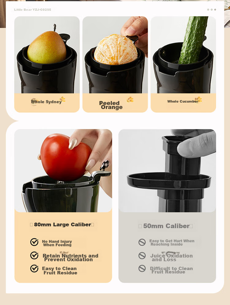 Bear Mini Small Juicer Portable Juice Extractor Pulp Separator Multifunctional Household Fully Automatic Ice Cream Juice Fruit Orange Press YZJ-S01Y8 8
