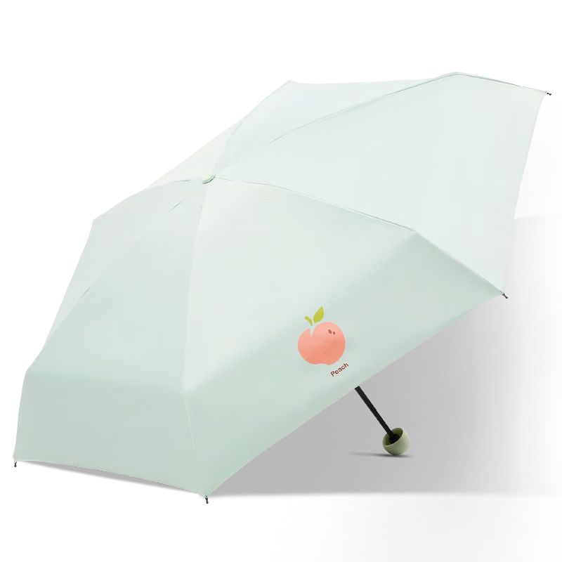 Tiantangshan UV Protection Umbrella, Five-Fold Compact Portable Fruit Umbrella, Foldable And Durable for Sun And Rain, Suitable for Women, Pink And Gree