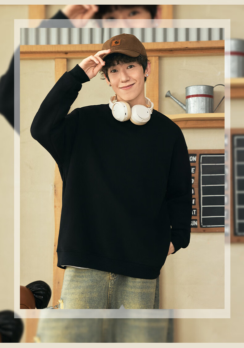 GENIOLAMODE Forest Group Men's Sweatshirt, Autumn 2026 New Heavyweight Round Neck Loose Casual Pullover Long-Sleeve Men's T-Shirt 6
