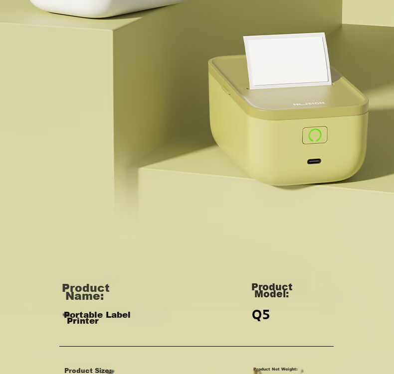 Deli Niusai Q5 Green Smart Bluetooth Thermal Label Printer, Home Storage Back-To Name Tag, 50mm Handheld Portable Clothing Hanger Tag, Retail Food Price Label Machine 30