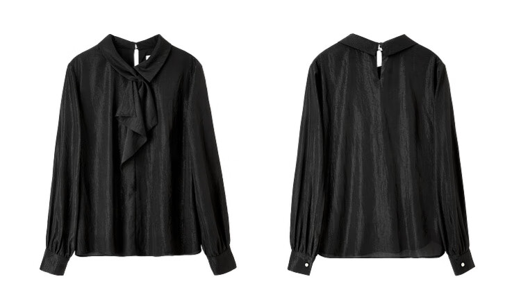 Sentubila Elegant Ribbon Blouse for Women, Spring Women's Wear, Light And Fashionable Long-Sleeve Chiffon Blouse, Versatile Commuter Top 41