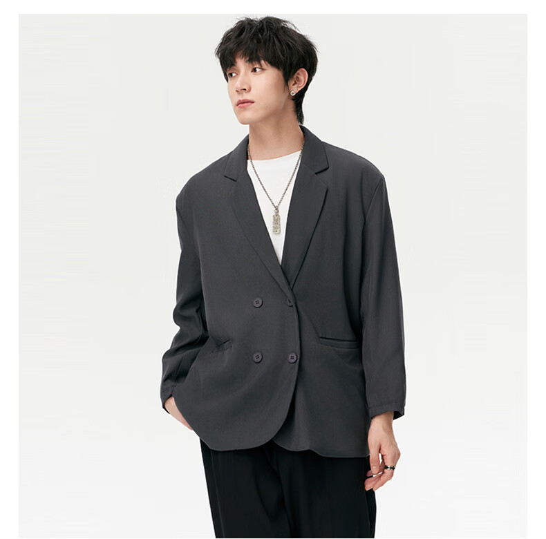 MMOPTOP Luxurious High-End Suit Jacket for Men, Spring And Autumn Trendy Cool Casual Blazer Top X233 Black 2XL 6