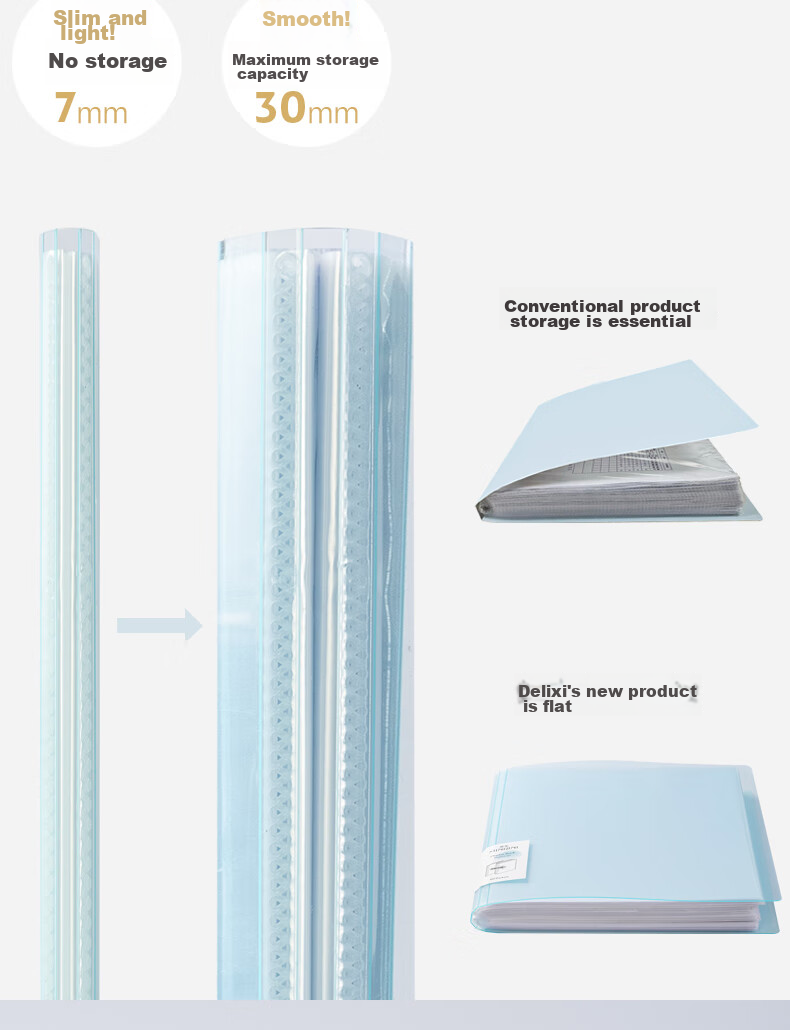 Deli A4 PP Skin-Friendly Document Folder with Sleeves for Prenatal Check-Ups, Report Storage, Certificates Collection, And Sheet Music Organizer - Random Color PQ603-30 5