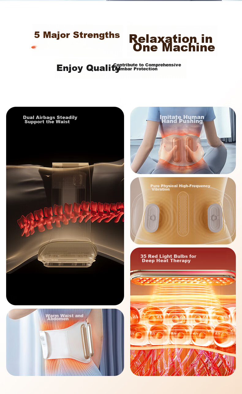 Breo Waist Massager [Y2 Premium Gift Box], Lumbar Support, Womb-Warming Belt, Abdominal Kneading Device, Physical Massage Airbag, Back Support, Hot Compress, Birthday Gift, Mid-Autumn Festival Gift for Parents 3