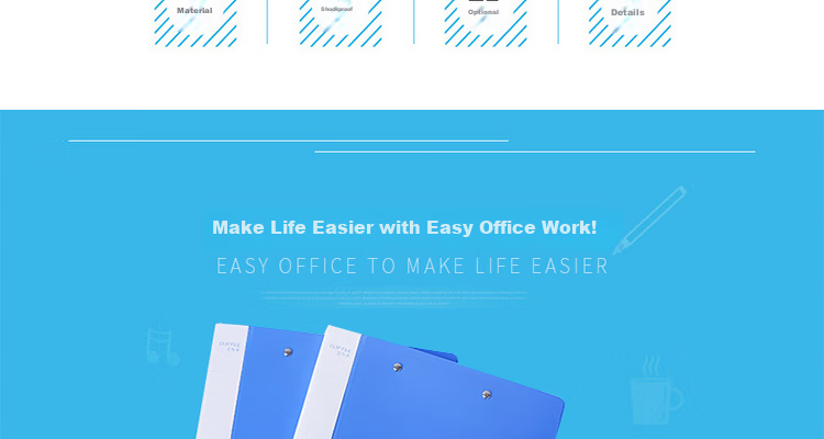 DiLe Premium Series Stationery Double Clip File Folder with Insert Pages, A4 Double Strong Clips, Business Document Organizer, Exam Paper Holder, Office Supplies, 1104 Blue 4