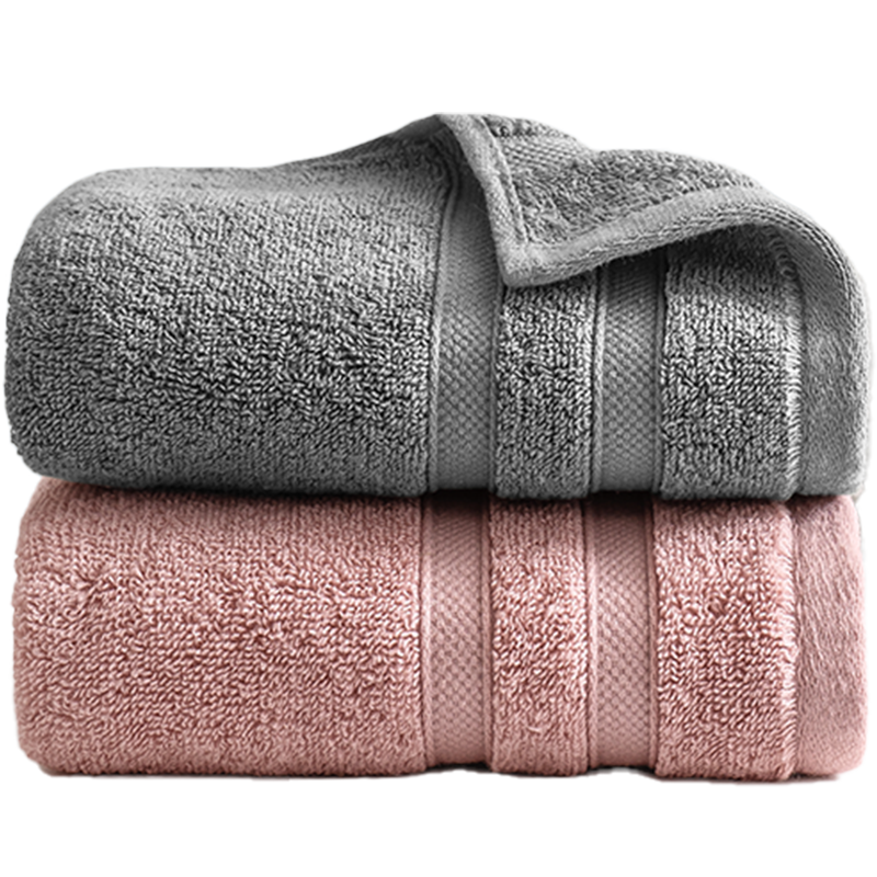 JD Original 98g Extra Soft Long-Staple Cotton CP Towel, Class A Pure Cotton Thickened Strong Absorbent Face Towel for Men And Women, 2 Pieces, Pink + Gray