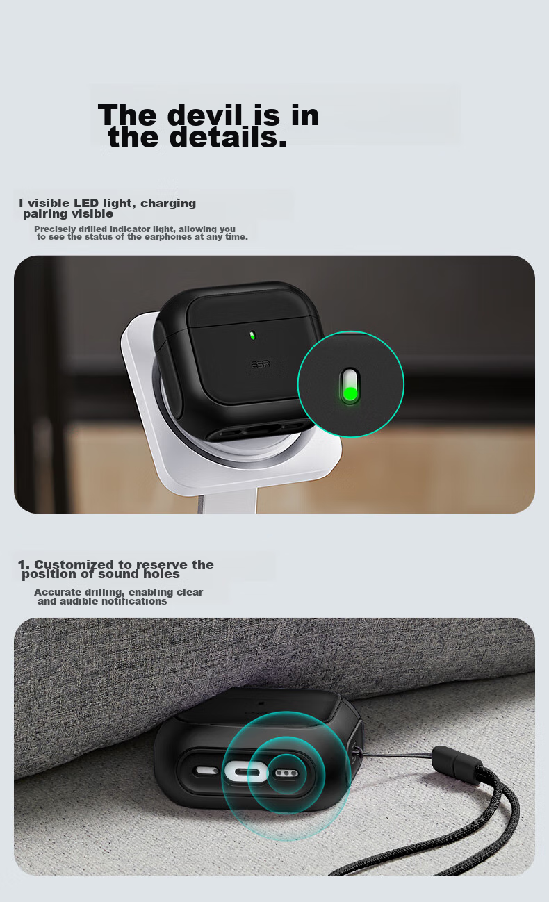 ESR AirPods 4 Case, Apple Earphone Protective Case 2024 Fourth Generation Noise-Cancelling Earphone Case, MagSafe Magnetic Charging Compatible, Wireless Charging Bluetooth Earbuds, Anti-Slip And Drop-Resistant, Black 8