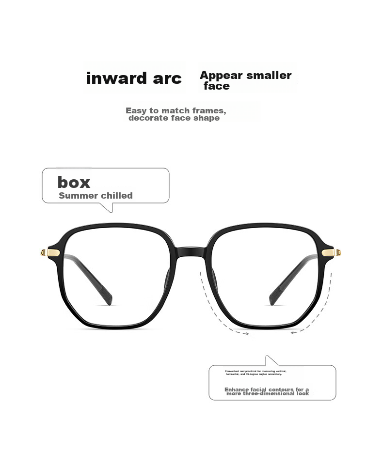 CAPONI Myopia Glasses for Women, Anti-Blue Light Radiation, Black Frame, Photochromic Lenses, Lightweight Black Large Frame, Face-Slimming, Can Be Fitted with Prescription Lenses 8