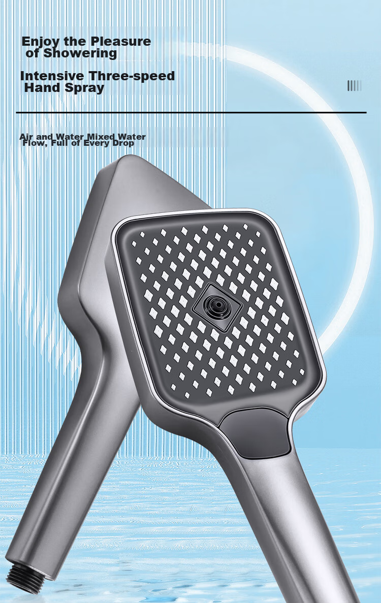 Larsd Shower Set with Handheld Spray Gun, Piano Key Buttons, Gray, Four Modes, F07 9