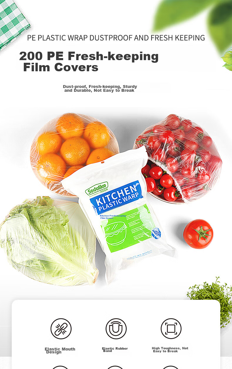 Sodolike Shangdao Food-Grade Fresh-Keeping Covers 300 Disposable Drawstring Thickened Kitchen Self-Sealing Bags Durable 1