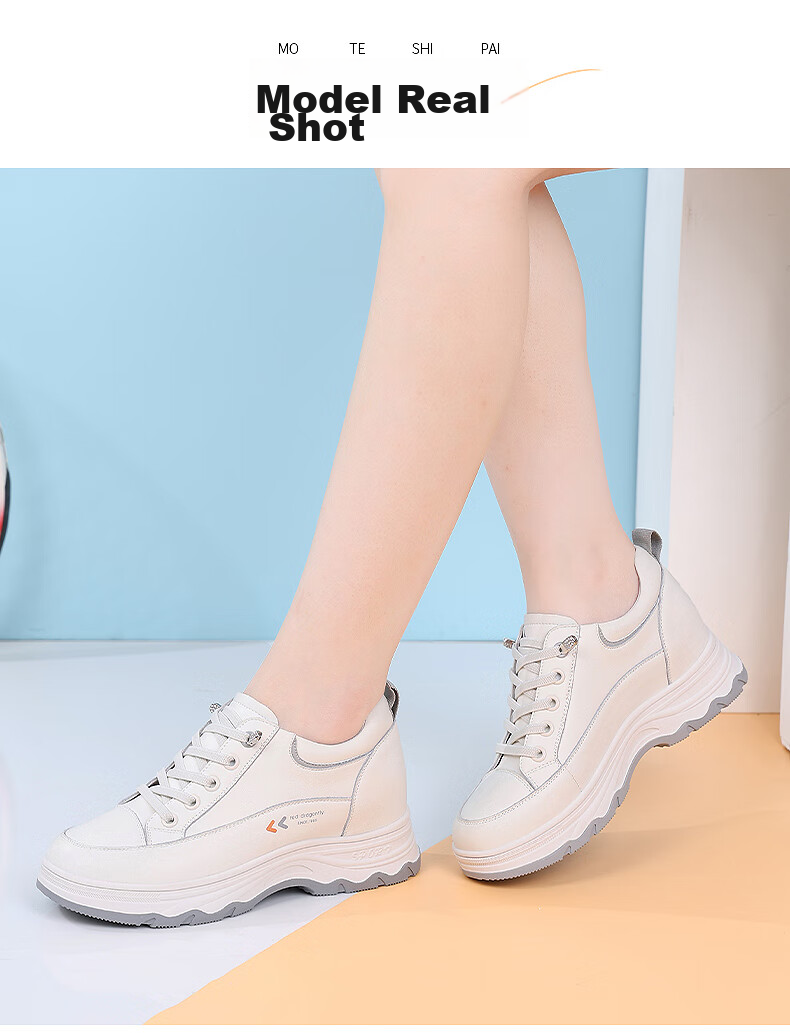 RED DRAGONFLY Women's White Sneakers, Petite Thick-Soled Height-Increasing Brand Casual Shoes, Ins Platform Board Shoes for Women C0TTN05121 7