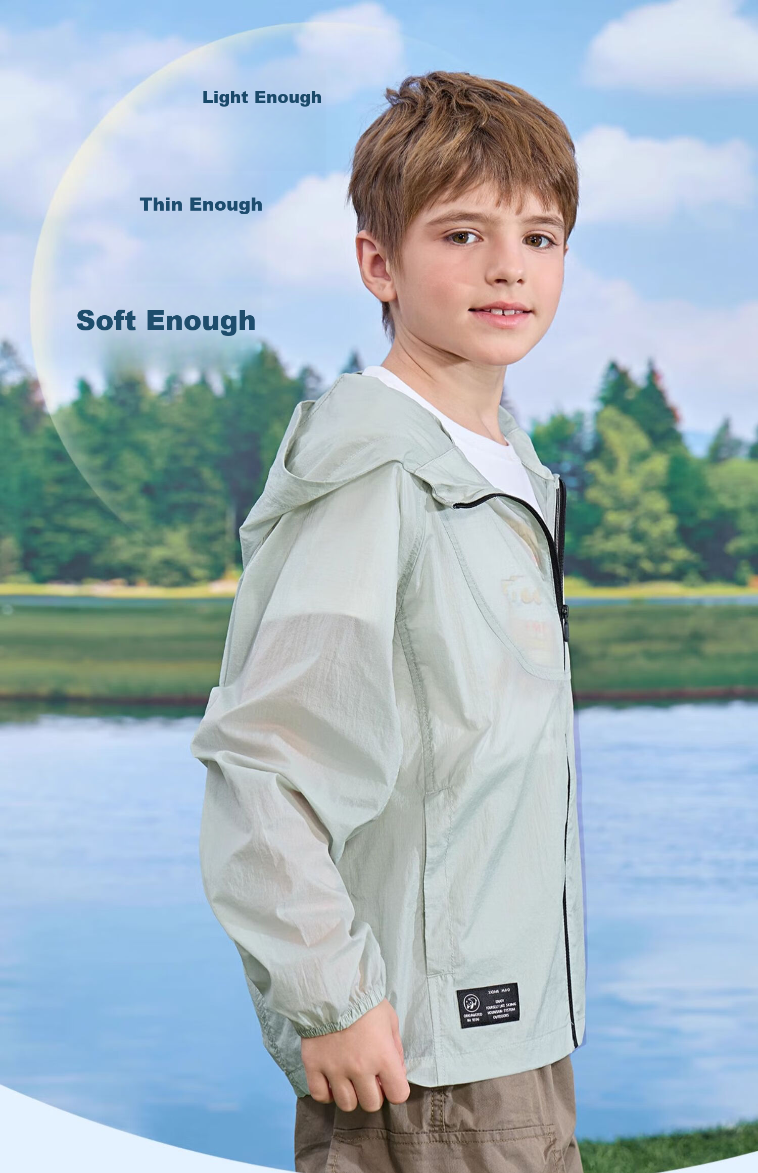 CAMEL Children's Skin Coat Jacket, Cool-Feeling for Older Kids, UPF50+ Sun Protection Clothing [Panda Co-Branded Edition] A64BA68158 4