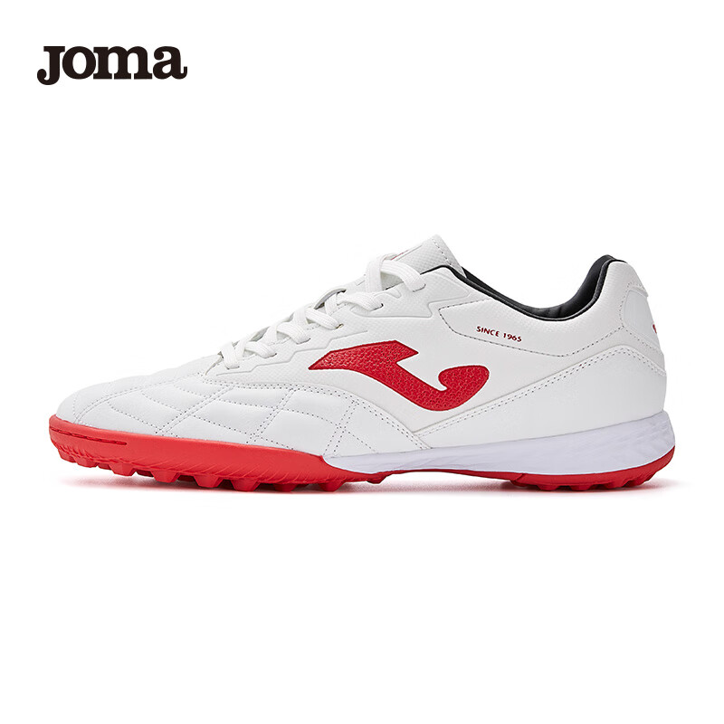 JOMA Soccer Shoes with Molded Studs for Adults, Men And Women, Youth TF Non-Slip Professional Competition Football Training Shoes White Red Size 44