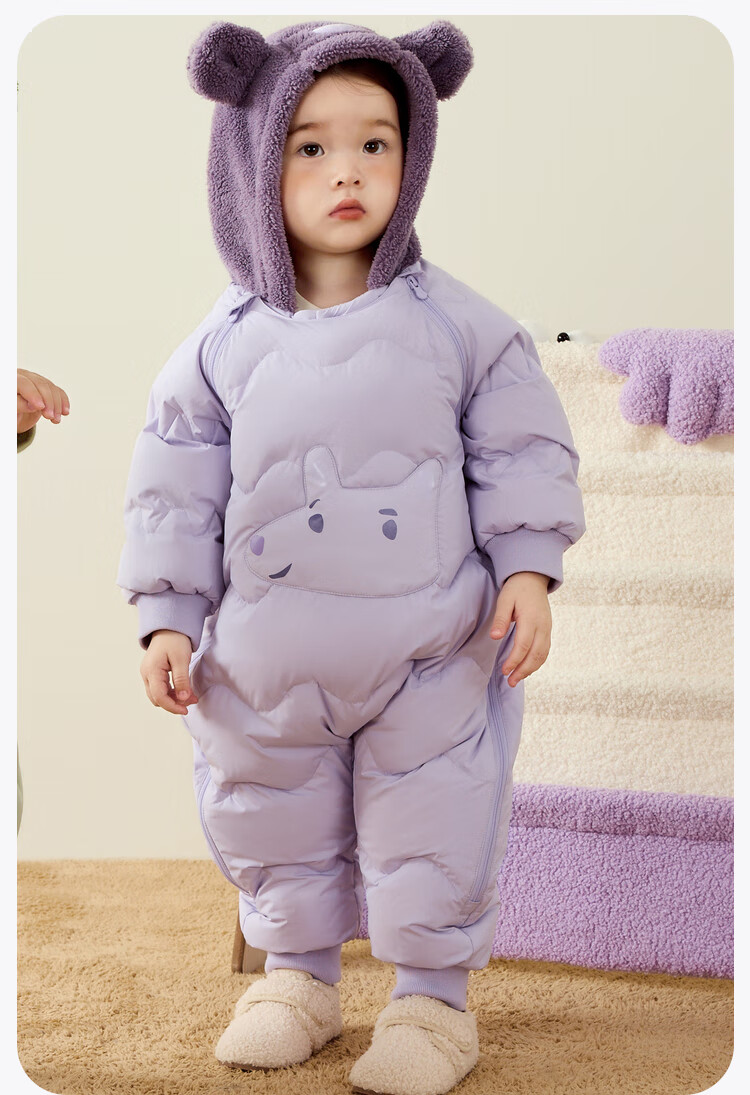 Minibala Bala Unisex Kids Baby Winter Thickened Three-Proof Cute Animal Plush Hooded Down Jumpsuit 25