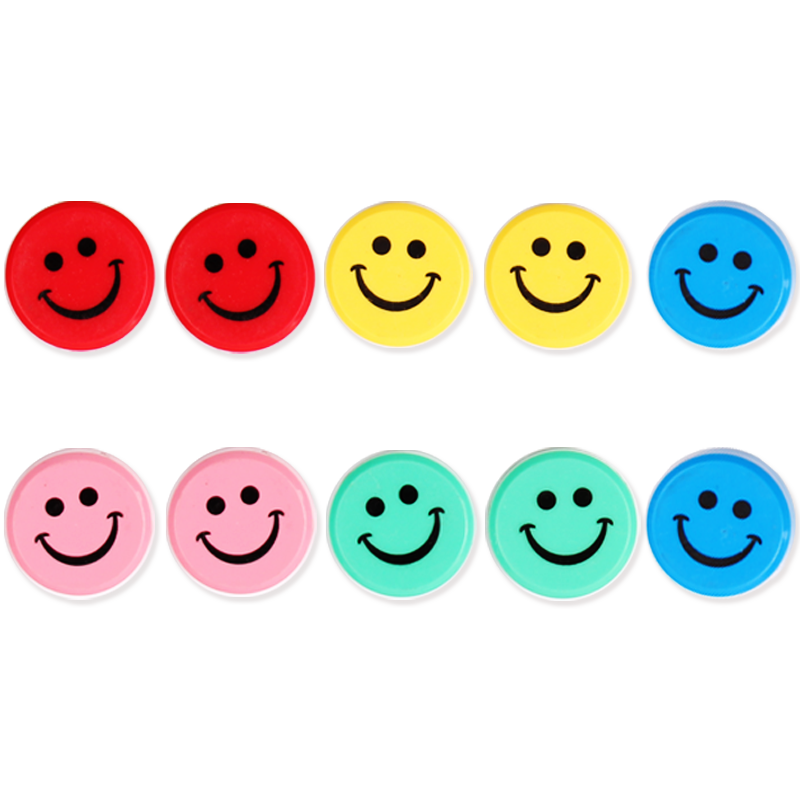 AUCS Smiley Face Whiteboard Magnetic Buckle, Magnet, Magnetic Nail, Blackboard Magnet Particle, Strong Magnetic Force Sticker, Iron Stone Magnet, Office Meeting Classroom Home Children's Use, 5 Colors 10 Pieces/30mm