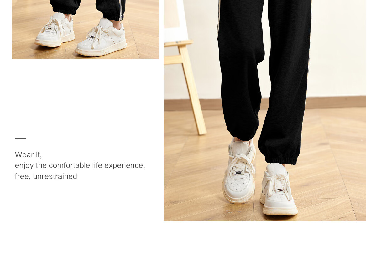Halo Queen Women's Casual Pants, Spring And Autumn Side Striped Contrasting Color, Drawstring Elastic Waist, Summer Loose-Fitting Sweatpants, New Product H143R1011 42