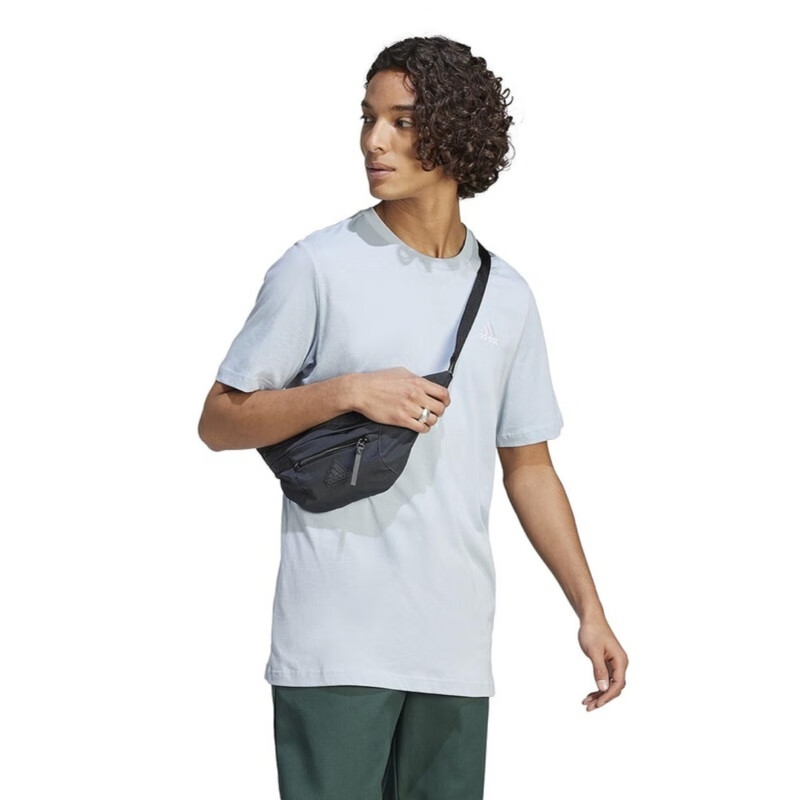 Adidas Men's Pure Cotton Casual Round Neck Short-Sleeve Sports T-Shirt IC9282, Black, A/XL Size 14