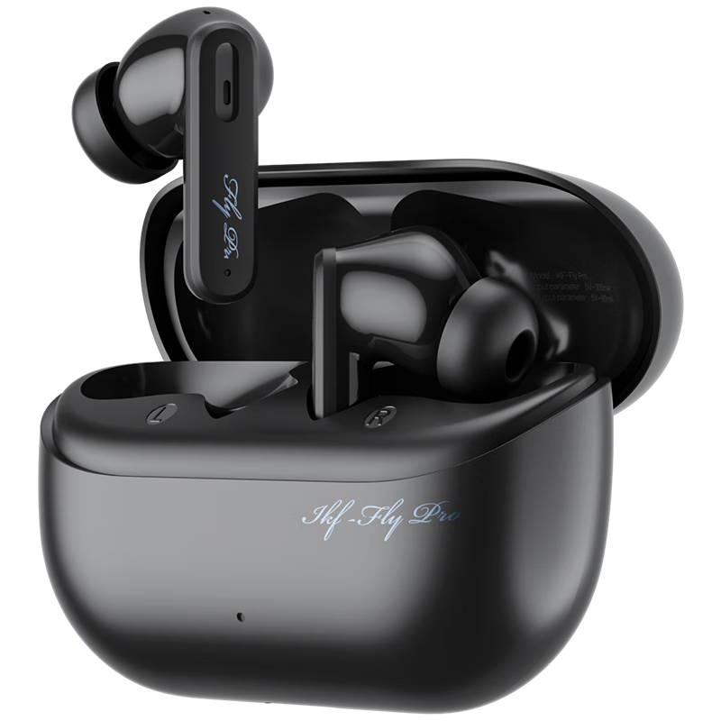 IKF Fly Pro True Wireless Bluetooth Headphones with Active Noise Cancellation, In-Ear Design, Low Latency, Gaming, Sports, Running, High Sound Quality, Long Battery Life, Compatible with Apple And Huawei, Elegant Black
