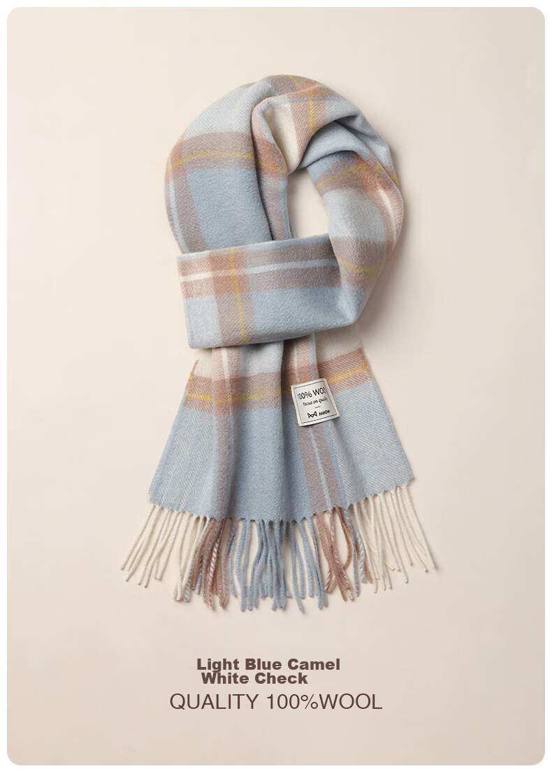 MiiOW Scarf for Women, Autumn And Winter Shawl, Pure Wool Plaid Neck Warmer, Gift for Girlfriend, National Day Birthday Present, New Year Gift Box 24