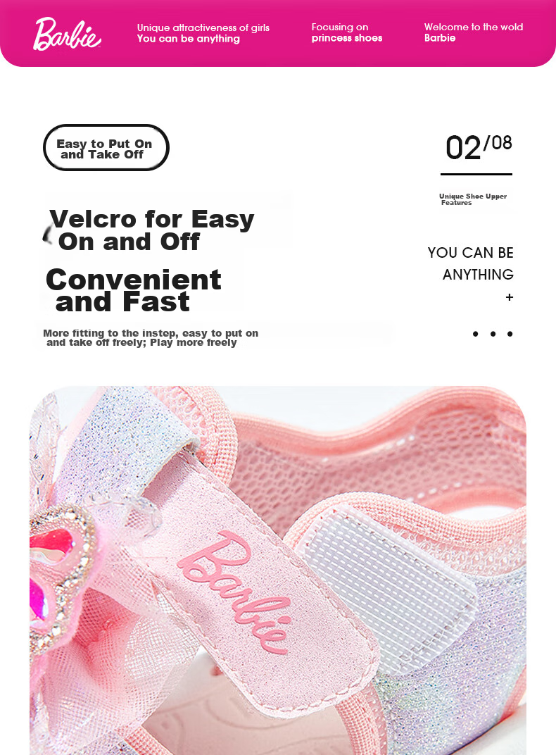 Barbie Girls' Sandals, Casual Outdoor Beach Summer Princess Closed-Toe Sports Sandals DA6309 Pink Size 28 6