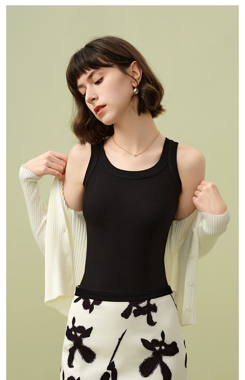 MONTAGUT Modal Cotton Camisole, Women's Suit Inner Wear, Slim Fit, Thin Underwear, Base Layer, White Sleeveless Top, Autumn Seaso 10