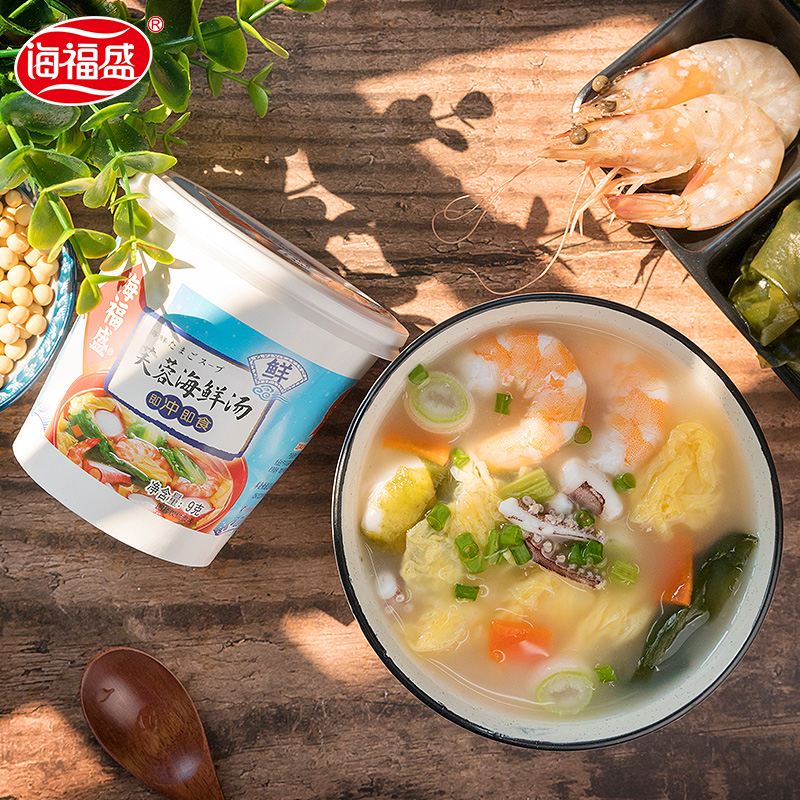 海福盛方便食品速食汤免煮冲泡懒人早餐FD冻干汤芙蓉海鲜汤9g*6杯
