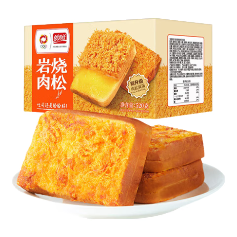 盼盼 岩烧肉松吐司面包520g 乳酪夹心饼干蛋糕早餐休闲零食下午茶
