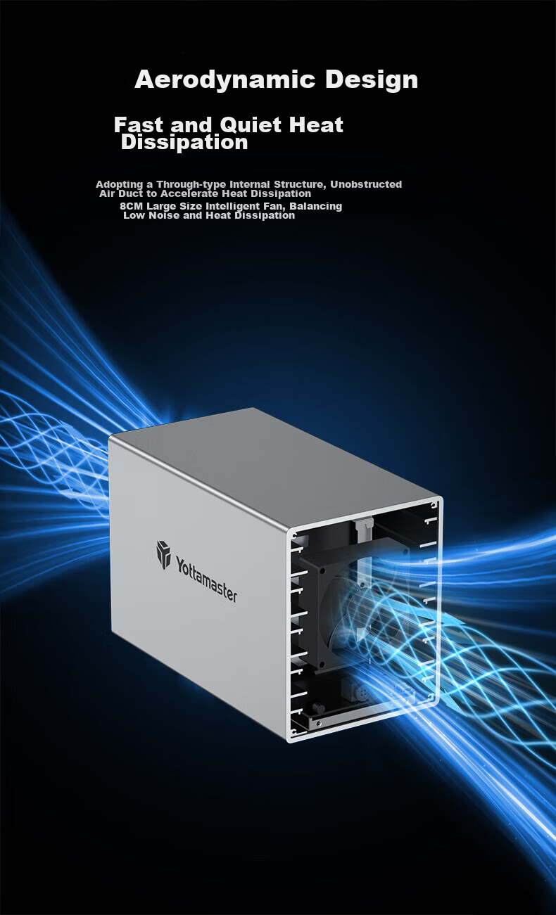 Yottamaster Magnetic Disk Array Hard Drive Enclosure, Multi-Bay Hard Drive Case, RAID Storage with Temperature Control Fan, Suitable for NAS Expansion Storage Capacity Increase, 2.5/3.5 SATA Mechanical And Solid State Drives 11