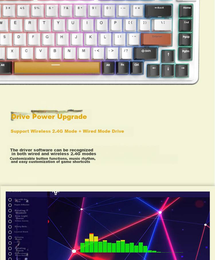 KZZI K75 Mechanical Keyboard Wired Bluetooth Wireless 2.4G Tri-Mode Gasket Structure 82 Keys 75 Layout PBT Keycaps E-Sports Gaming RGB Light Time Machine Edition TTC Flame Purple Switch 14