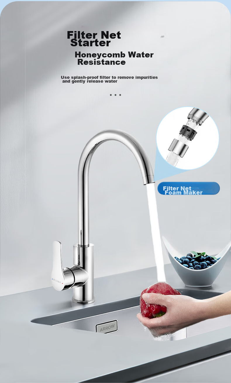 ARROW Kitchen Faucet, 304 Stainless Steel Single Cold Anti-Splash Clean Water Rotatable Sink Tap for Vegetable Washing Basin And Balcony 7
