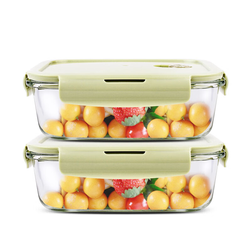 Creative Heat-resistant Glass Food Storage Box for Office Workers Microwave Lunch Box Refrigerator Storage Bento Box 700ml*2