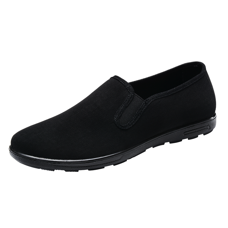 BUSHEYUAN Breathable Slip-On Traditional Beijing Cloth Shoes for Men, Casual Loafers for Middle-Aged And Elderly Fathers, Black Work Shoes 8502 Size 41