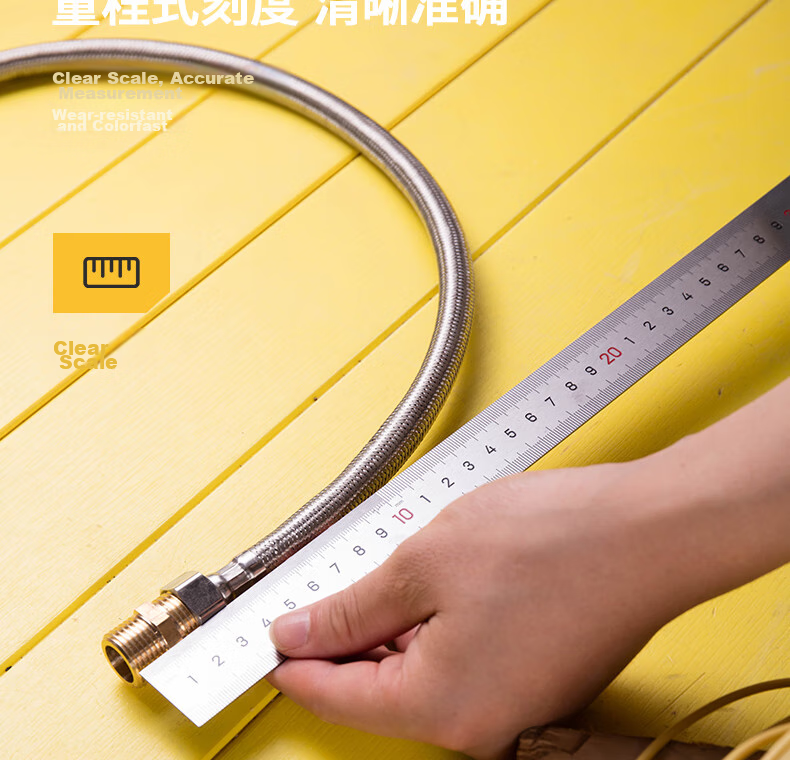 Deli Stainless Steel Straight Ruler with Scale, Metric Scale Drawing Ruler, 150cm 4