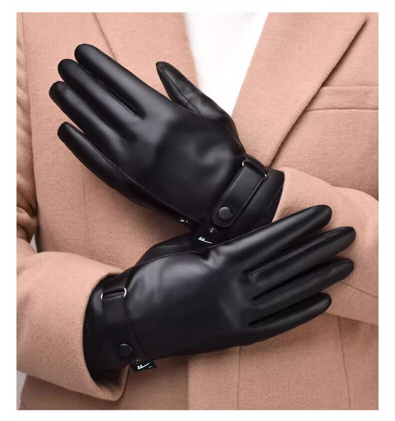 Warrior Leather Gloves for Men, Winter Fleece-Lined Thick Warm Windproof Water-Resistant Sports Cycling Motorcycle Gloves, Touchscreen Compatible Non-Slip for Wome 6