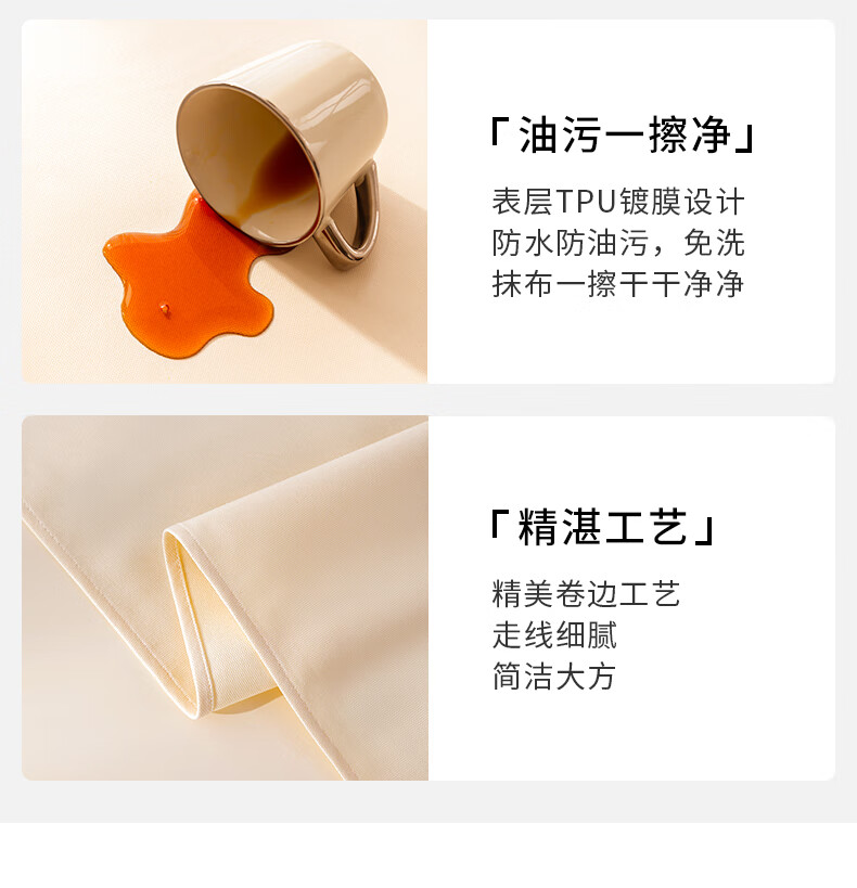 CHERISHES LIFE Round Waterproof And Oil-Proof Tablecloth for Hotels, Restaurants, Cafeterias, Large Round Table Cover TPU Milk White Color Diameter 220cm 1