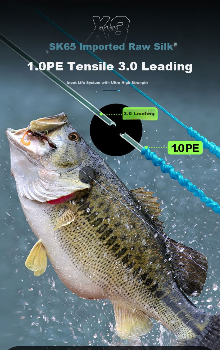 SIMAGO Ximan Duoluya PE Line, Ultra-Long Casting, Powerful Spinning Reel, Rock Fishing Rod Main Line, 8 Braided Green, 100 Meters, Size 0.6 9