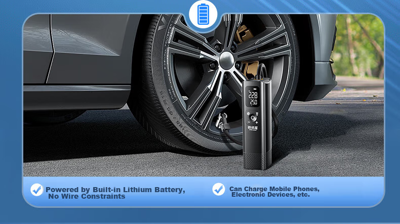 Tiejiangjun Car Air Pump, Tire Inflator, Wireless Pump, Outdoor Portable Air Compressor, Inflation Tool P13 7