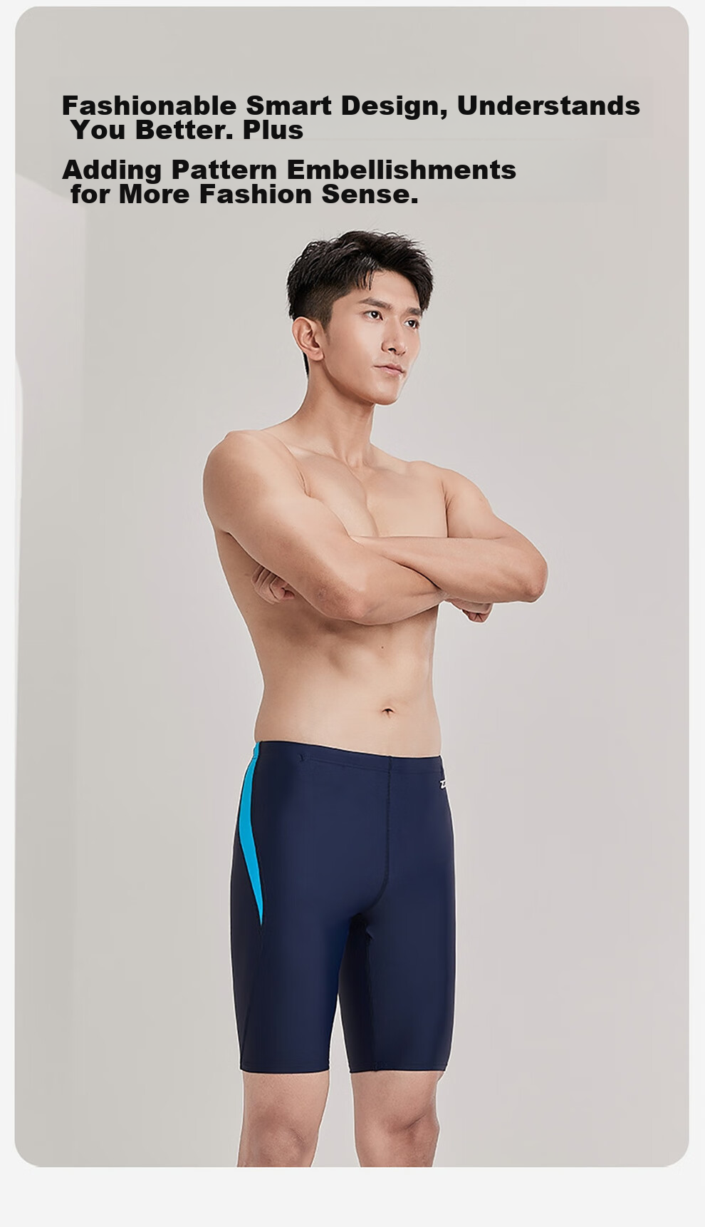 ZOKE ZOKE Men's Swim Shorts, Knee-Length Loose Fit, Athletic Training Quick-Dry Shorts for Men, 122602303, Deep Blue/lake Blue, XL 4