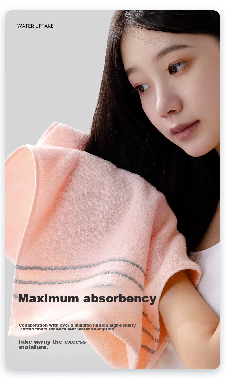 Grace 7A Antibacterial Pure Cotton Face Towel Soft Skin-Friendly Absorbent Xinjiang Cotton Adult Home Sports Blue+Pink 7