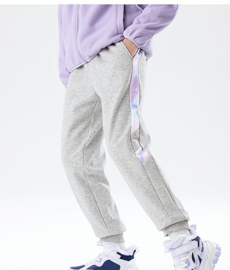 361° Kids Girls' Long Pants 2025 Winter Elastic Knit Fleece Lined Warm Pants Black Size 150 5