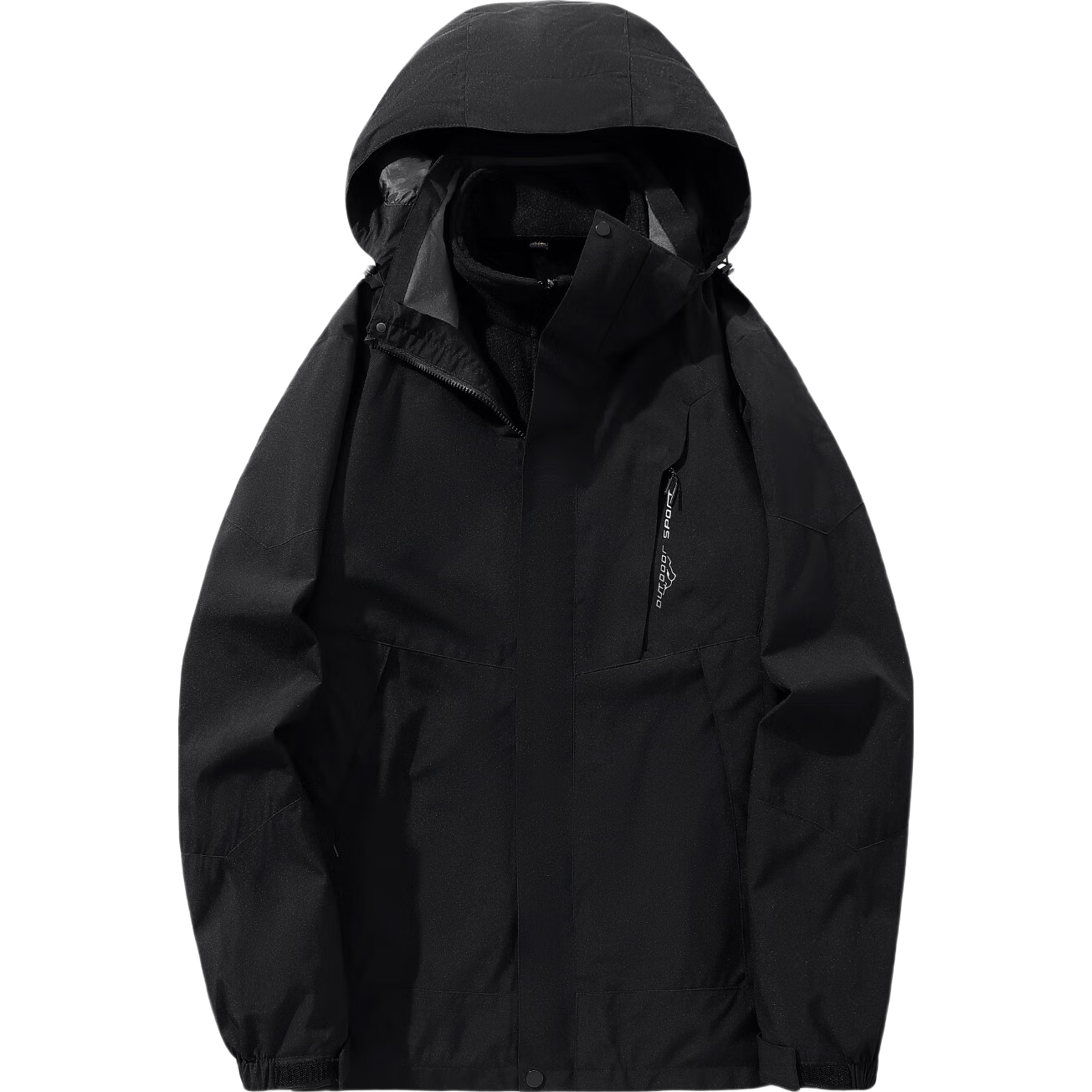 Huili Men's And Women's Three-In Outdoor Windproof Waterproof Mountaineering Jacket, Detachable Fleece-Lined Coat, Black